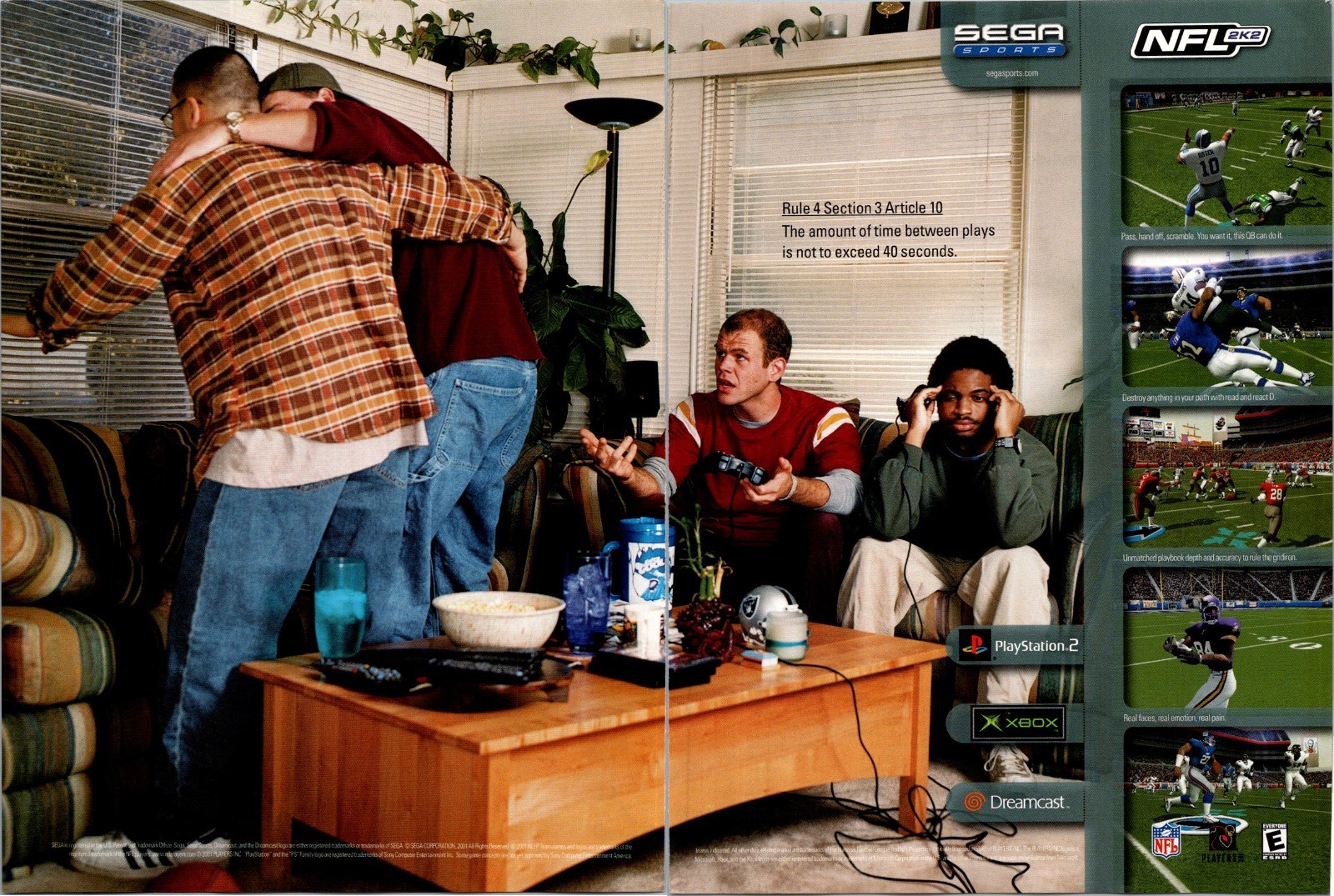 2001 • NFL 2K2  • 2 Page Print Ad • Video Game Y2k  Dreamcast PS2 LA.30