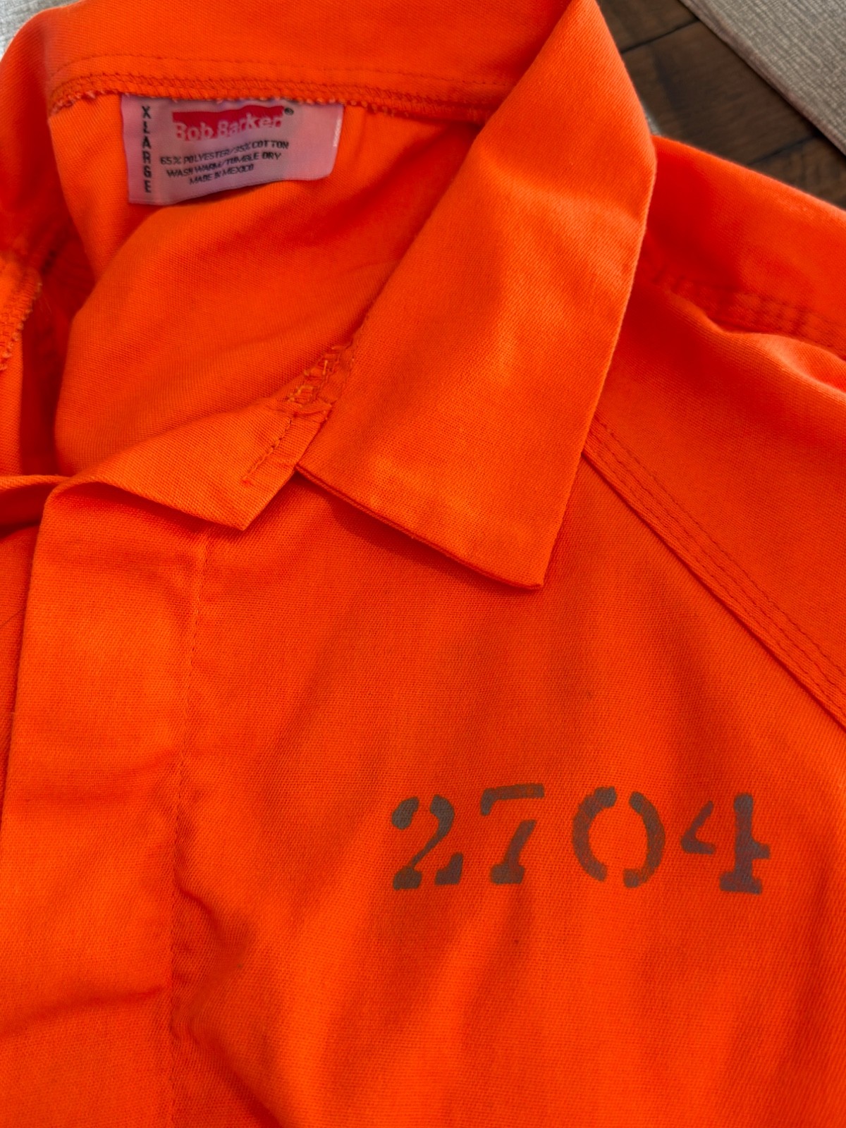Authentic Bob Barker Prison Inmate Jumpsuit Orange Movie Prop Wardrobe XL Qty 3