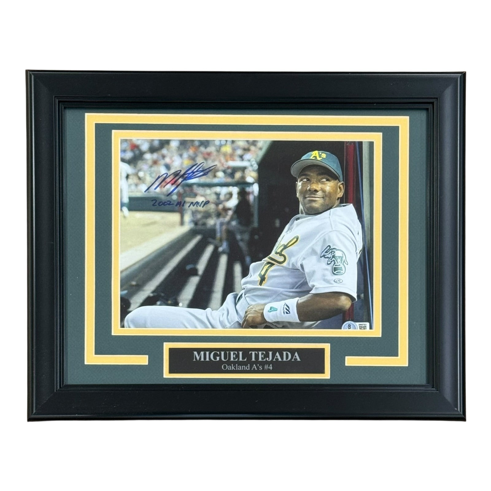 Miguel Tejada Autographed Oakland Athletics Deluxe Framed 8x10 Photo w/ \ Miguel Tejada Autographed Oakland Athletics Deluxe Framed 8x10 Photo w/ \