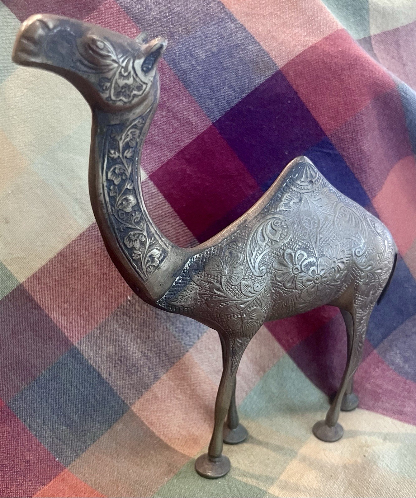 Vintage Impressive Embossed Brass Camel 8 1/2” Tall