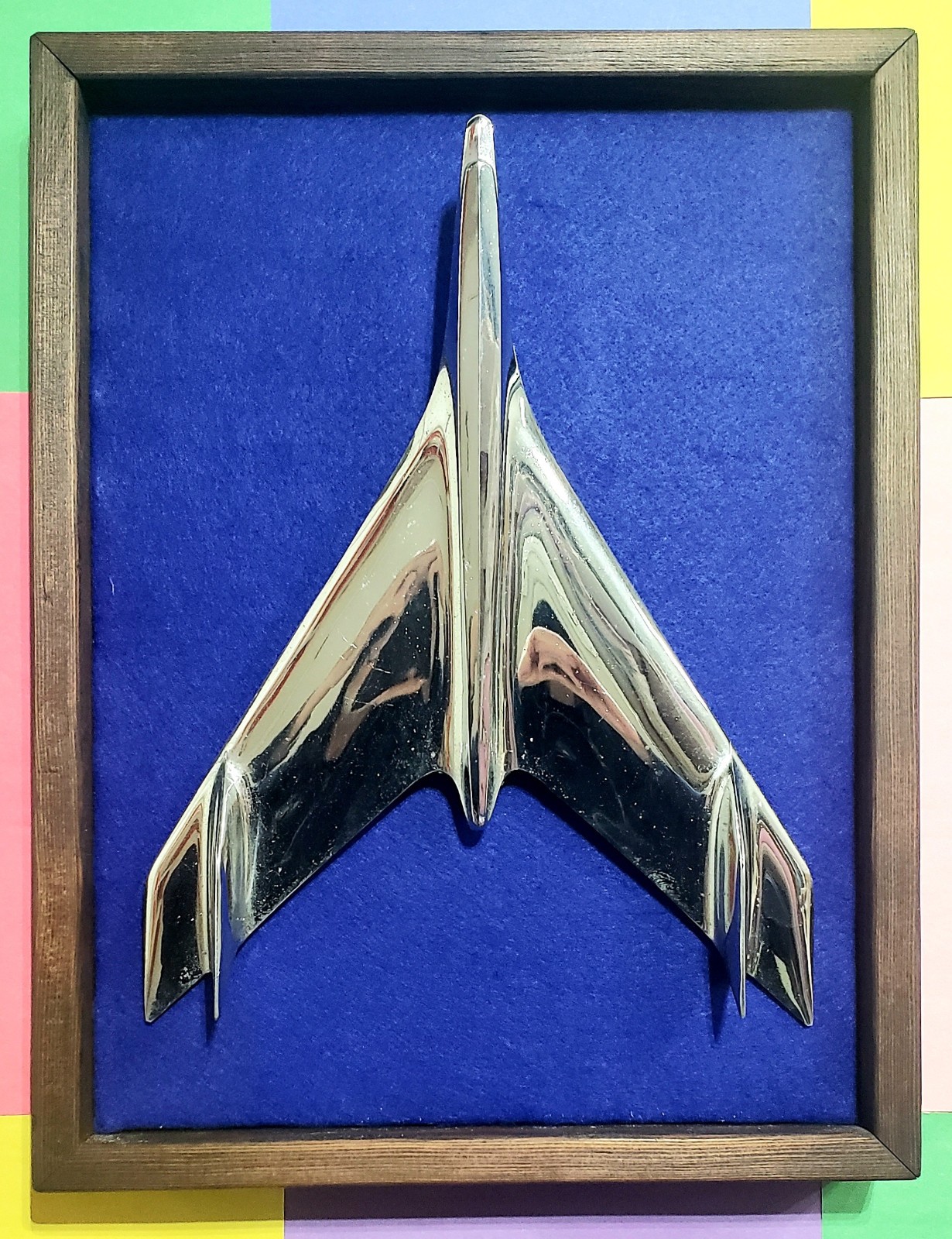 1956 CHEVROLET BEL AIR Original OEM JET/BIRD HOOD ORNAMENT - Mounted and Framed 1956 CHEVROLET BEL AIR Original OEM JET/BIRD HOOD ORNAMENT - Mounted and Framed