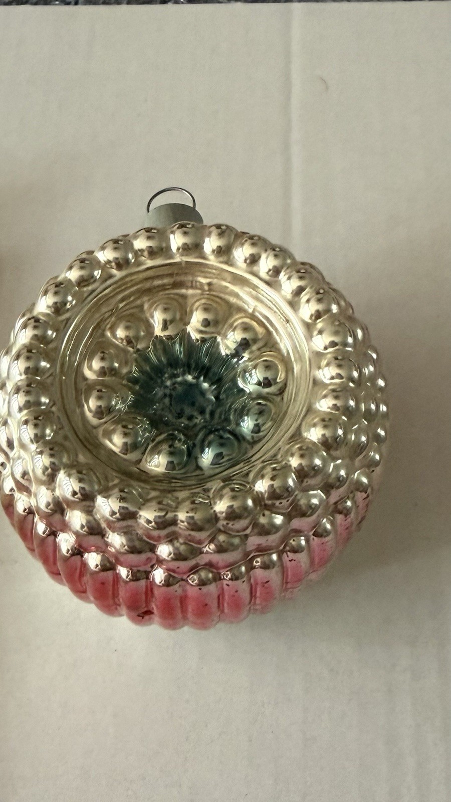 Vintage Heidt Glass. Double Indent Christmas Ornament