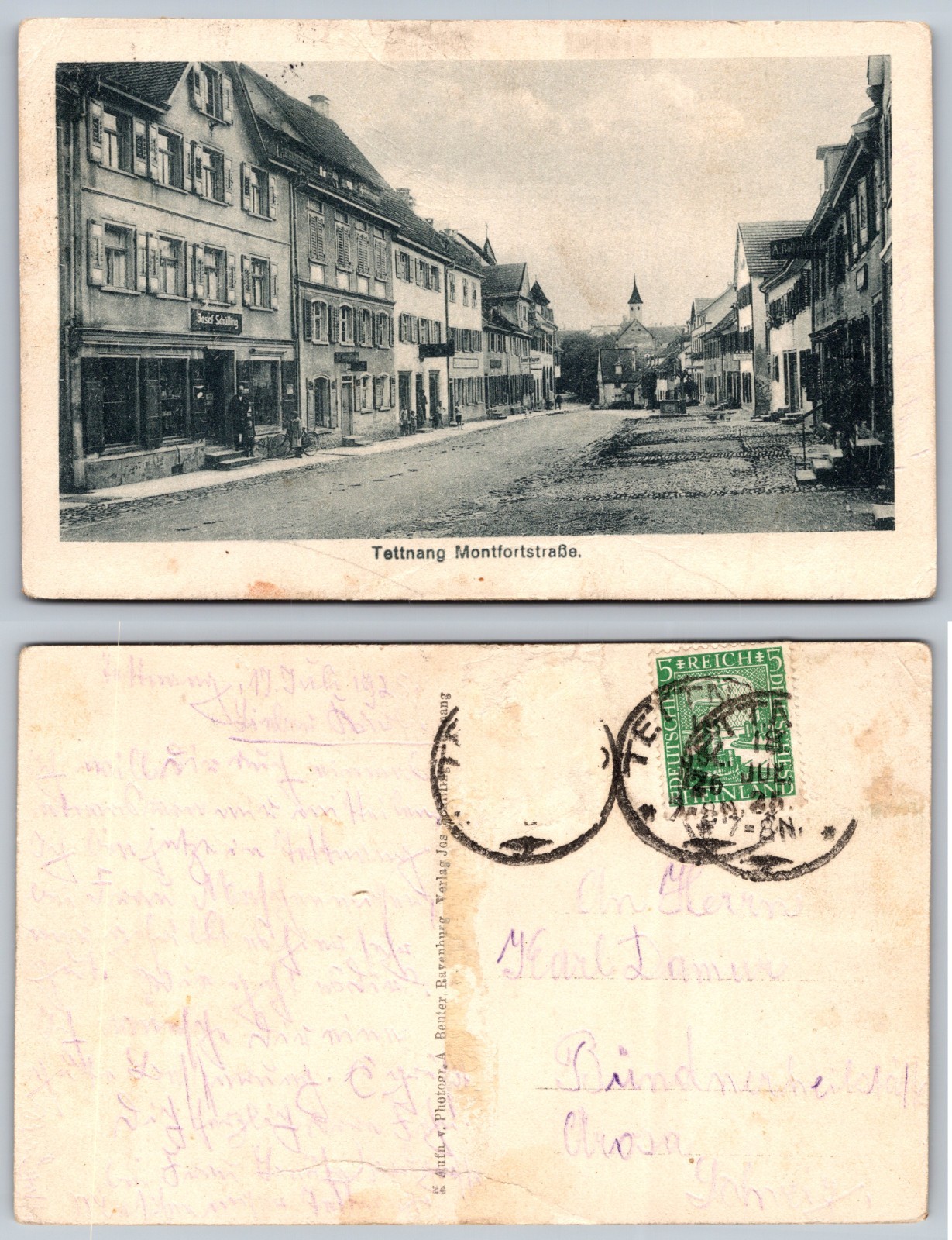 Tettnang Montfortstrasse Street View Postcard