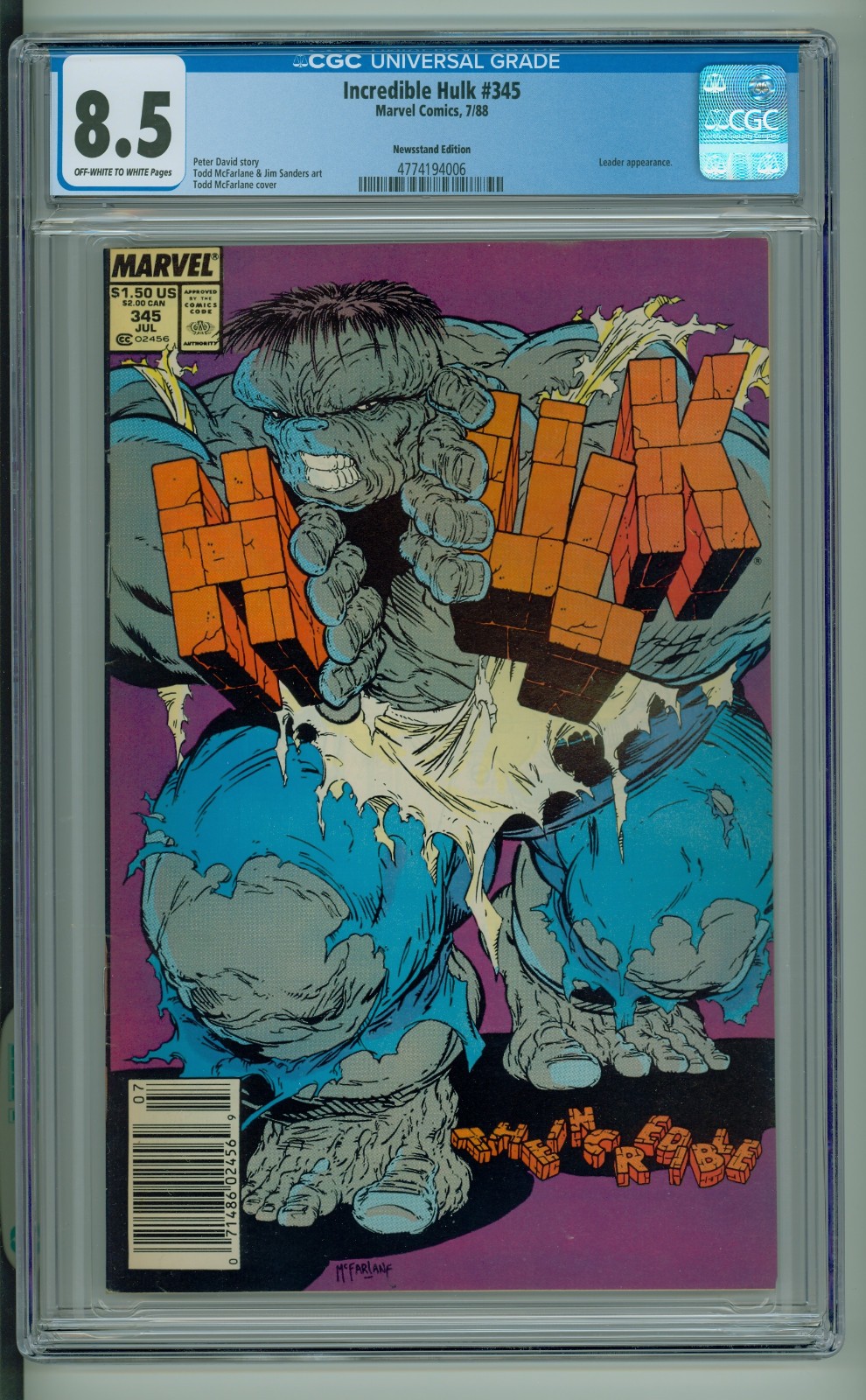 Incredible Hulk #345 CGC 8.5 Newsstand Edition