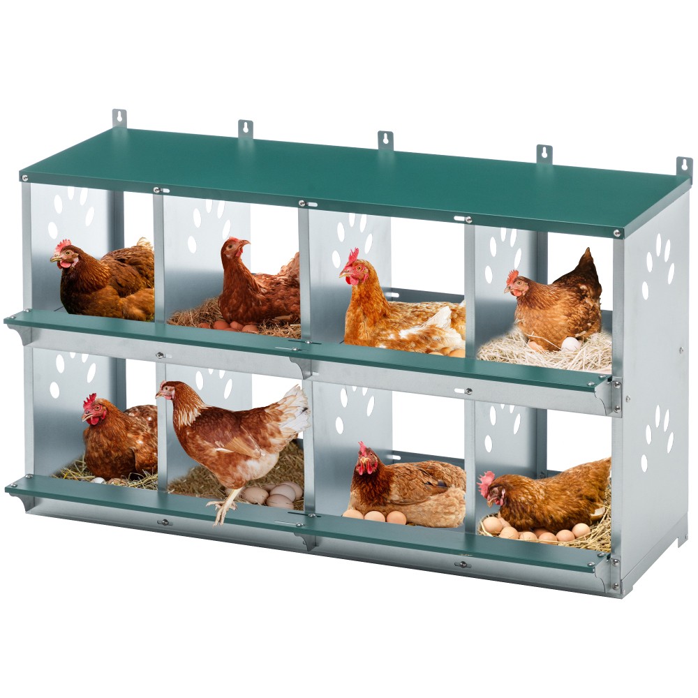Chicken Nesting Boxes For Hens Laying Eggs Metal Poultry Nest Box 8 Compartments