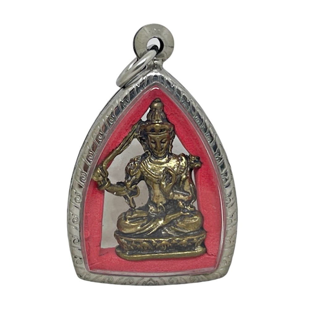 Tibetan Manjushri Bodhisattva Wenshu Brandishing Sword of Wisdom Amulet Pendant