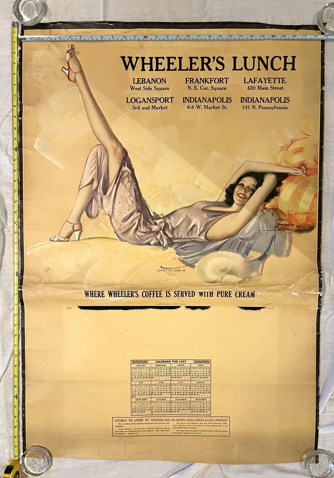 Vintage 1937 Rolf Armstrong XL pin-up calendar  42\