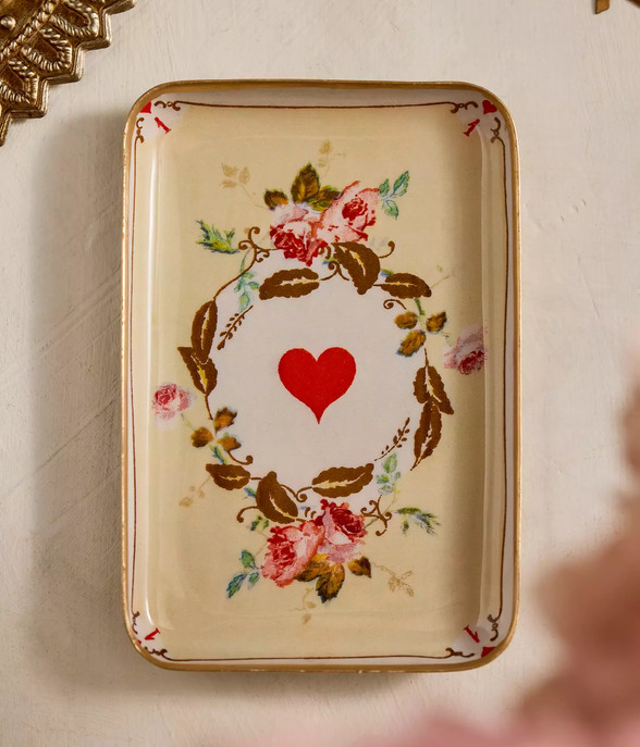 Anthropologie Terrain Printed Archival Tray Trinket Jewelry Small Ace Hearts
