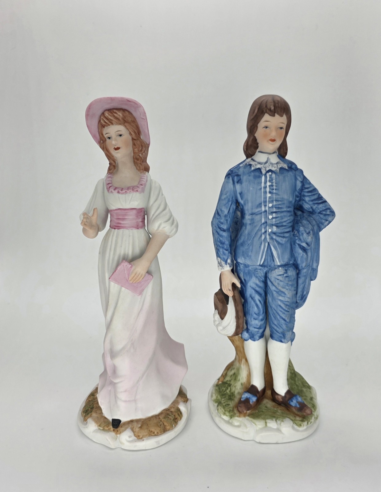 Lefton Pinkie & Blue Boy Porcelain Figurines Flambro Korea
