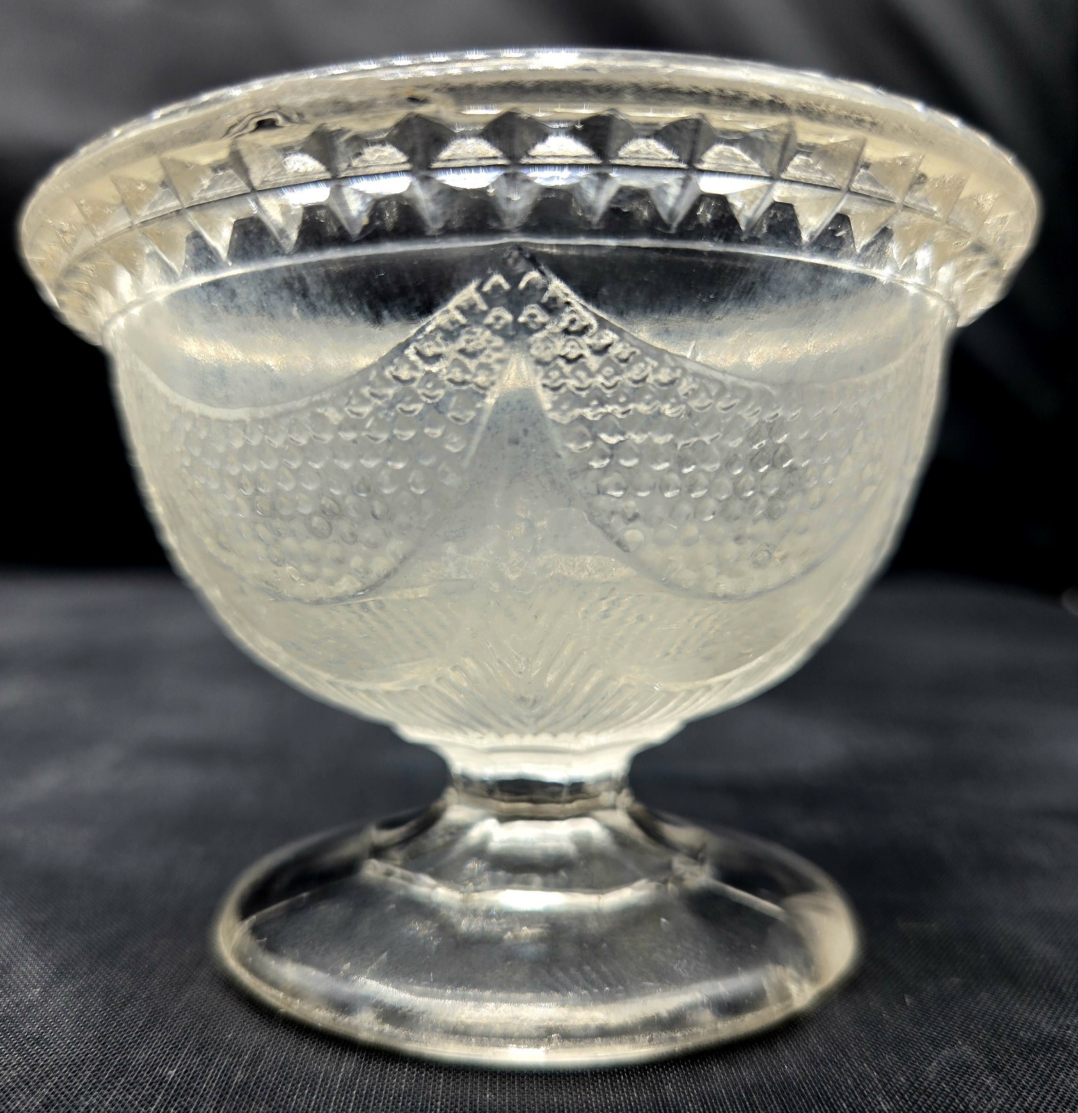 c.1870\'s Master Open Salt Dish EAPG Central Glass Co. No. 189 aka Curtains ATQ