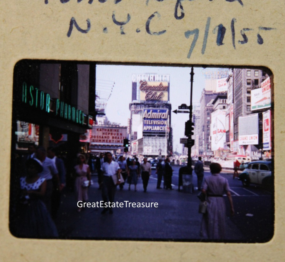 1955 Times Square NYC New York City Street Scene Katharine Hepburn Marquee 35mm