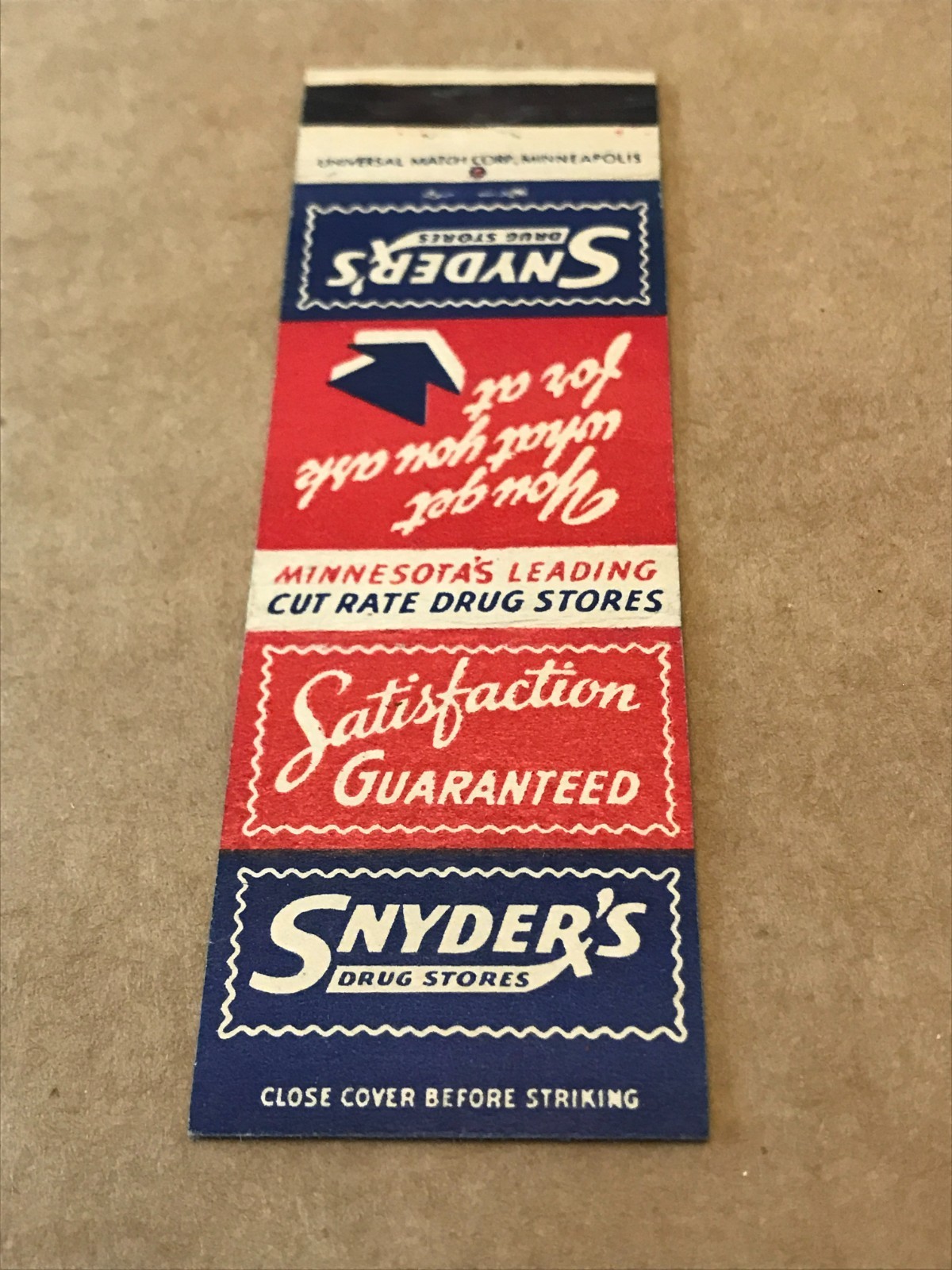 Vintage Snyder's Drug Store - Matchcover, Matchbook