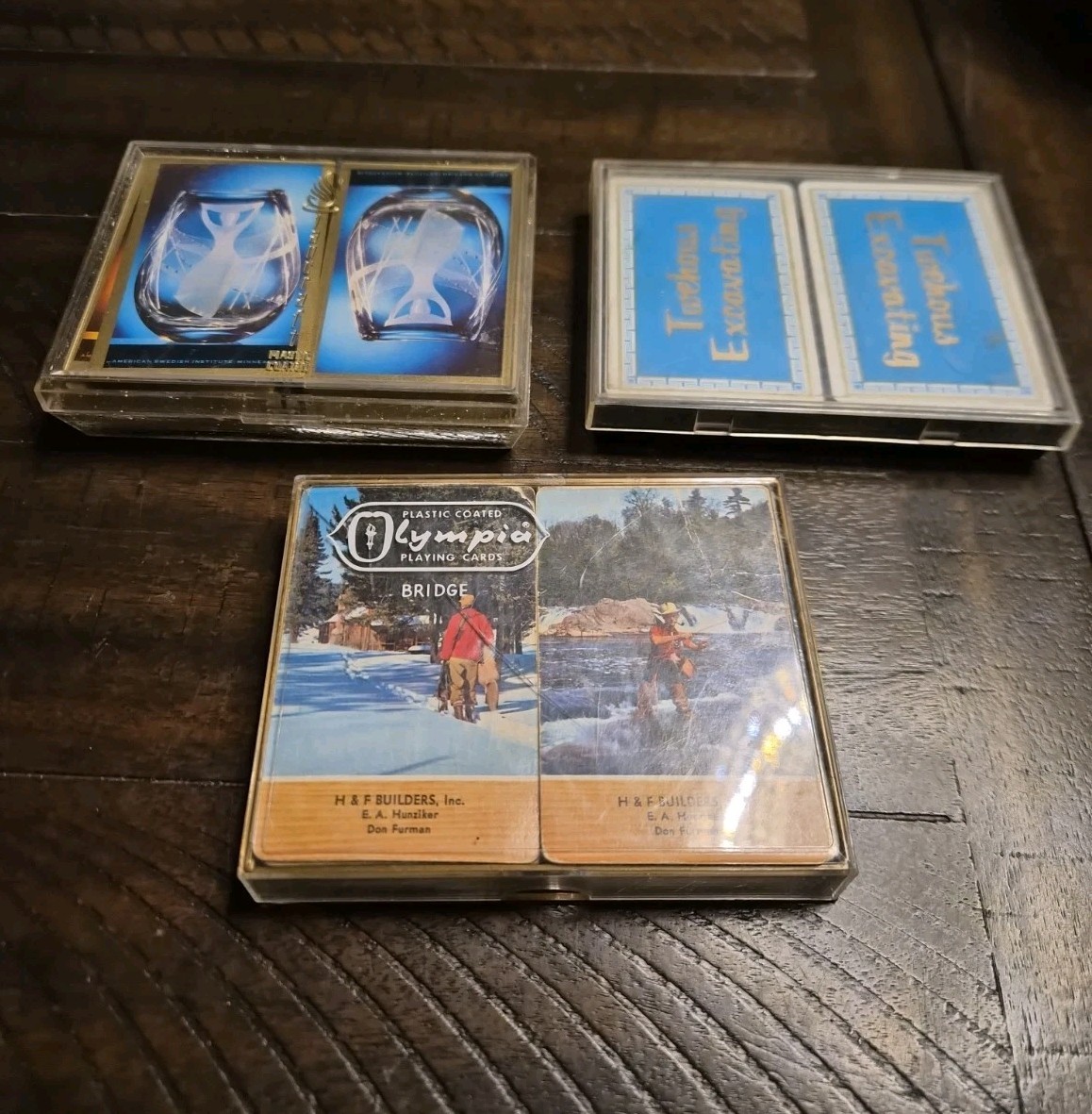 Lot of 3 Vintage Playing Card Decks Olympia Bridge,Excavating American Swed Inst