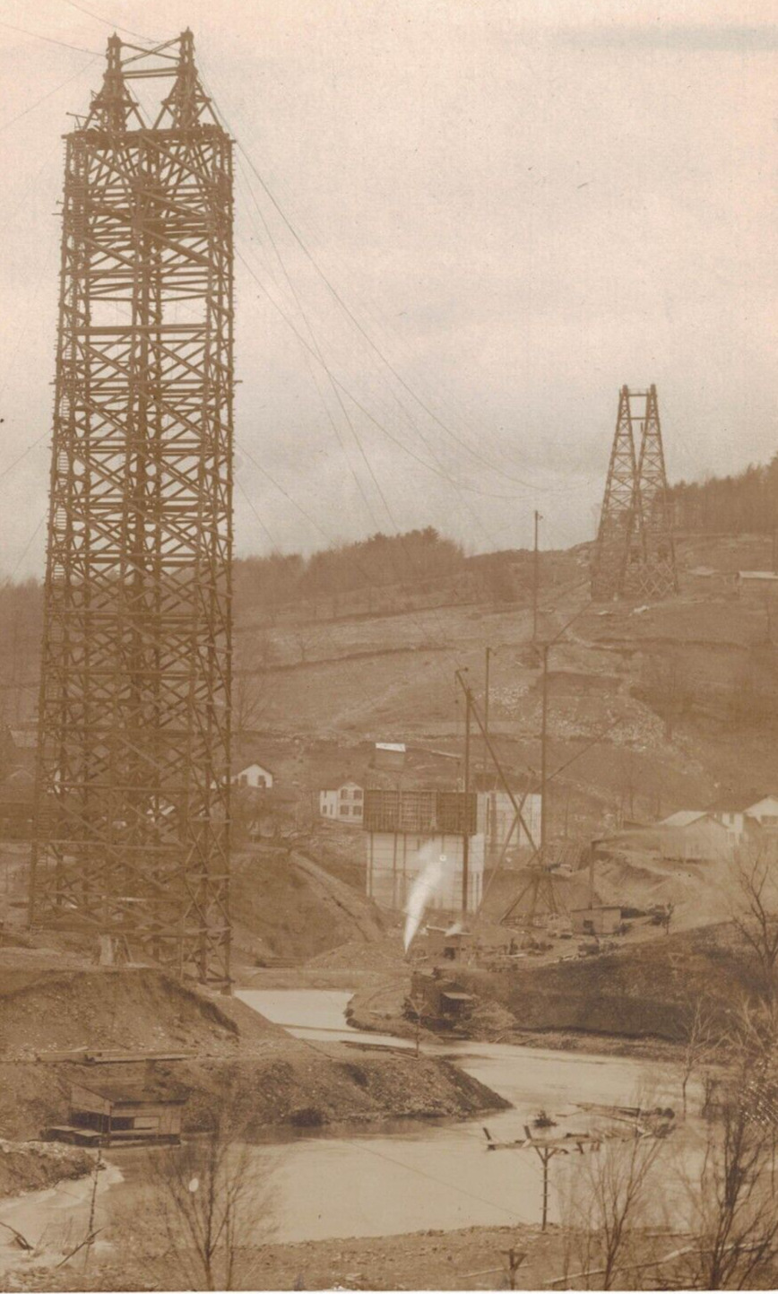 C.1910 RPPC Electrical Towers Windy River Quarry Factory Mine Real Photo Vintage