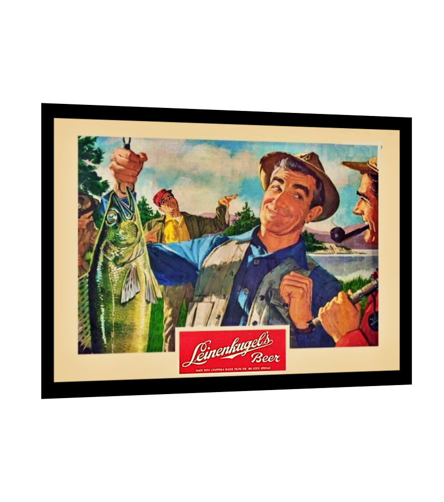 LEINENKUGELS BEER SIGN-STICKER CHIPPEWA FALLS WI FISHING CREW 4 Sizes