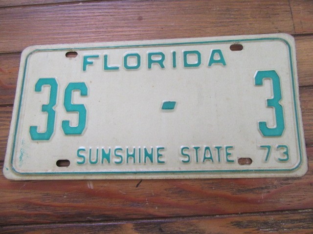 1973 Florida license plate, Hillsborough county, matching number