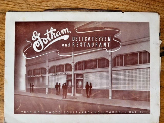 Vintage Gotham Delicatessen and Restaurant Menu Hollywood early 1950s