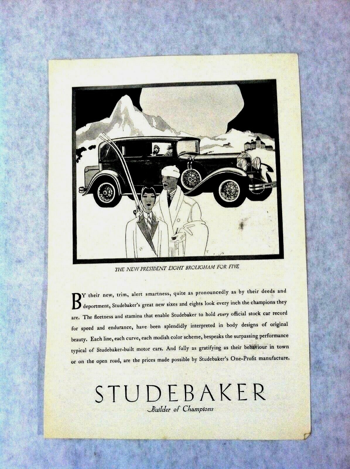 1929 Studebaker Print Ad President Eight Brougham 1929 Studebaker Print Ad President Eight Brougham