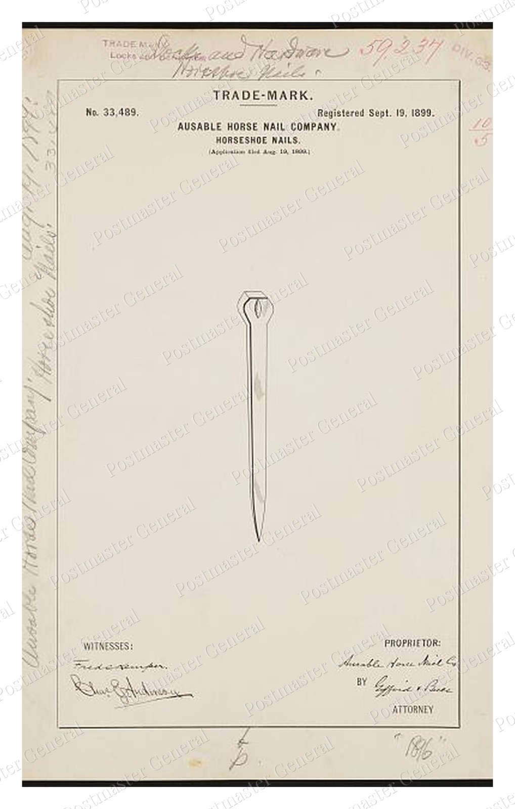 Ausable Horse Nail Trademark Standard Postcard COPY RPPC