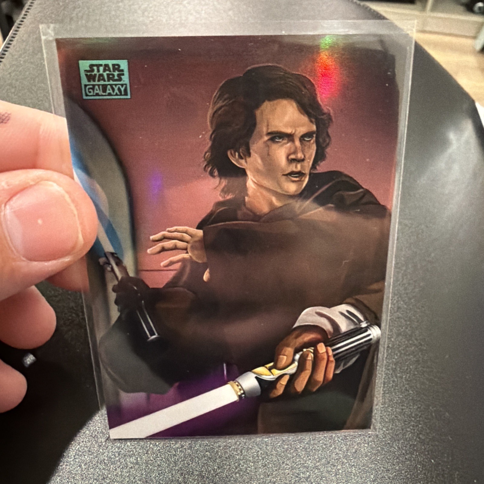 Topps 2024 Star Wars Galaxy Anakin Stops Mace Power Dark Side Aqua /199 