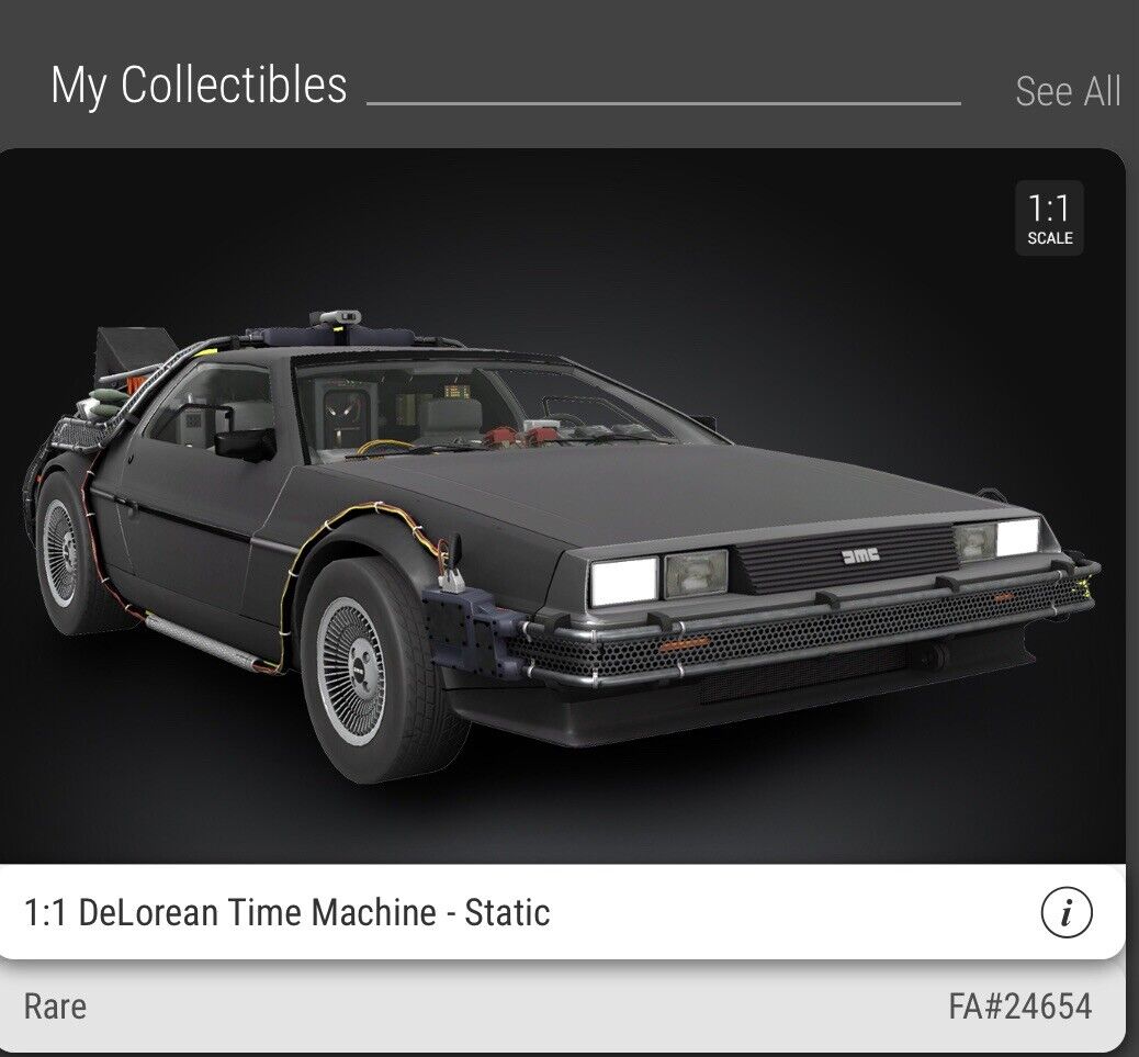 Veve NFT Back To The Future Delorean 1:1 Rare *sold Out* 24654/25000