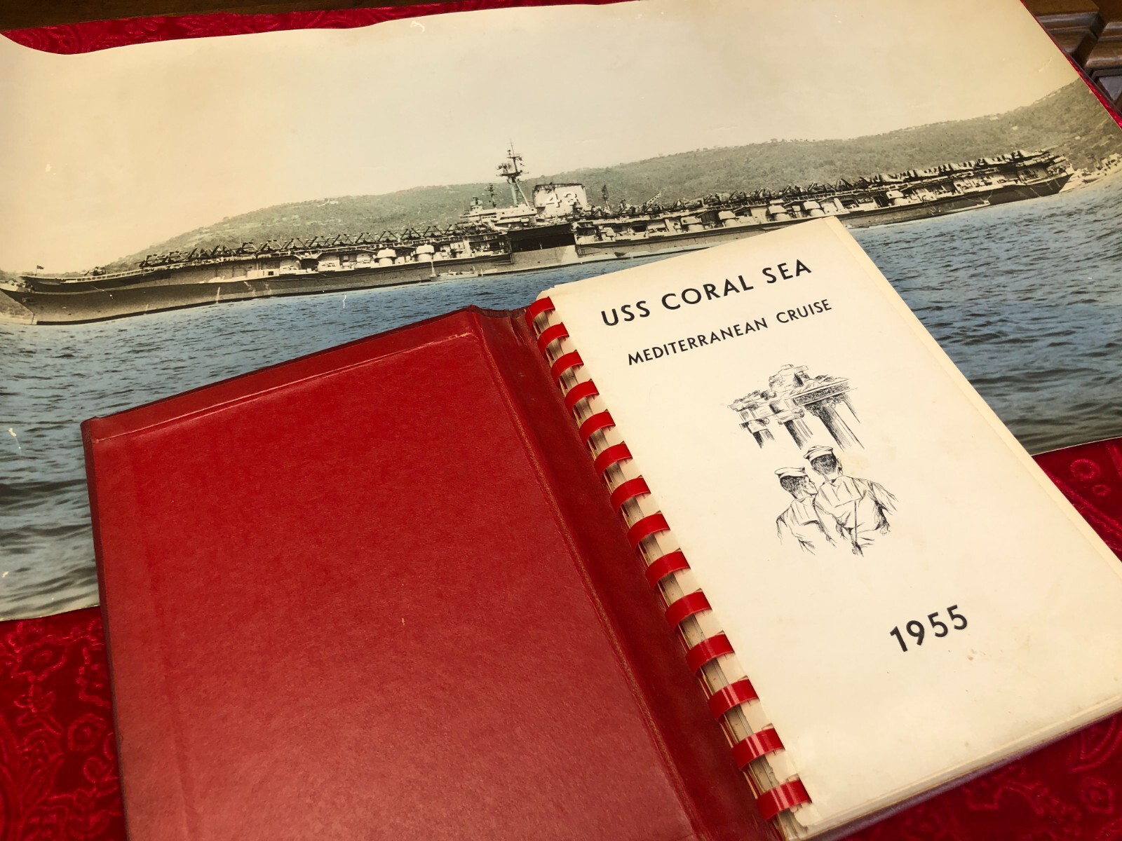 Original USS CORAL SEA Mediterranean Cruise 1955/1956 CALENDAR w/52 PICS + PHOTO