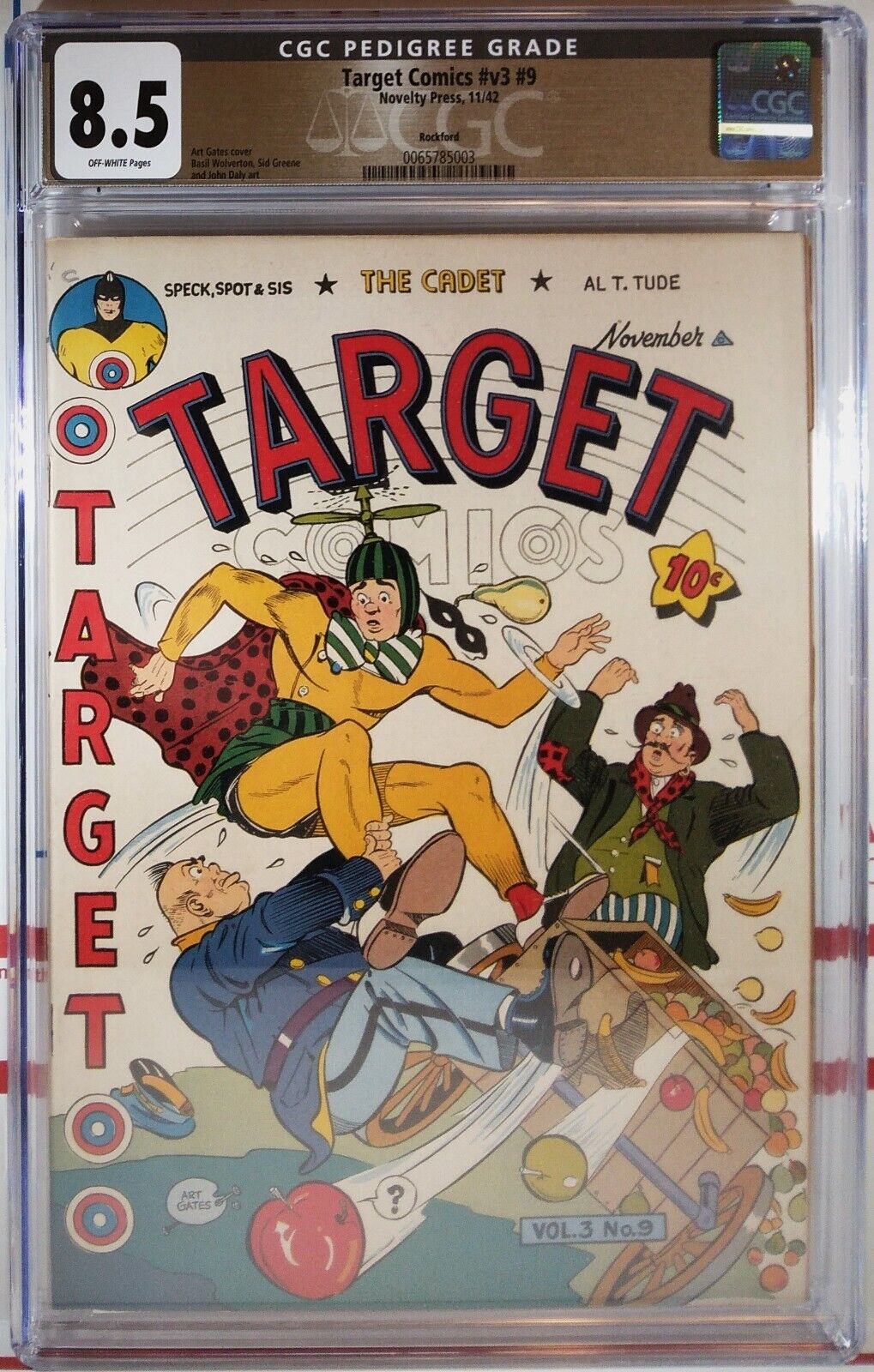 🎯 CGC ROCKFORD PEDIGREE TARGET COMICS V3 #9 NOVELTY PRESS 1942 BASIL WOLVERTON