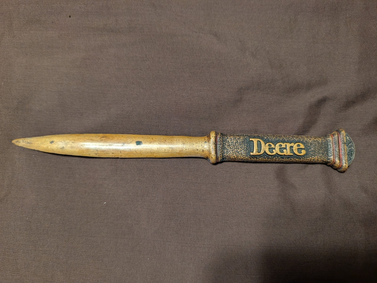 Antique John Deere Solid Brass Letter Opener Marked VELIE & DEERE - RARE 8 Antique John Deere Solid Brass Letter Opener Marked VELIE & DEERE - RARE 8
