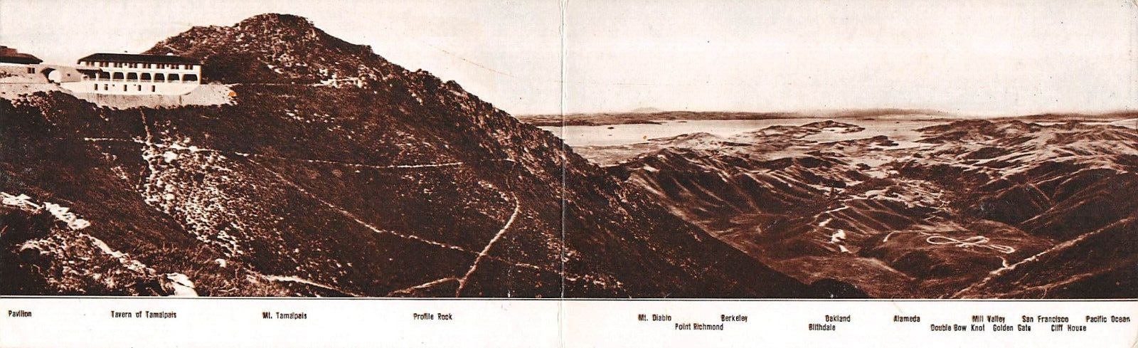 Mt Tamalpais to San Francisco California Panoramic Fold Out 1909 Postcard 9495