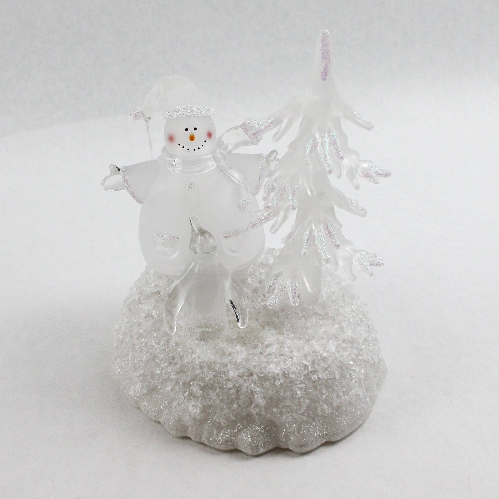 Enesco 2004 Twinkling Christmas Lighted Snowman/Tree Figurine 827165 Mild Damage