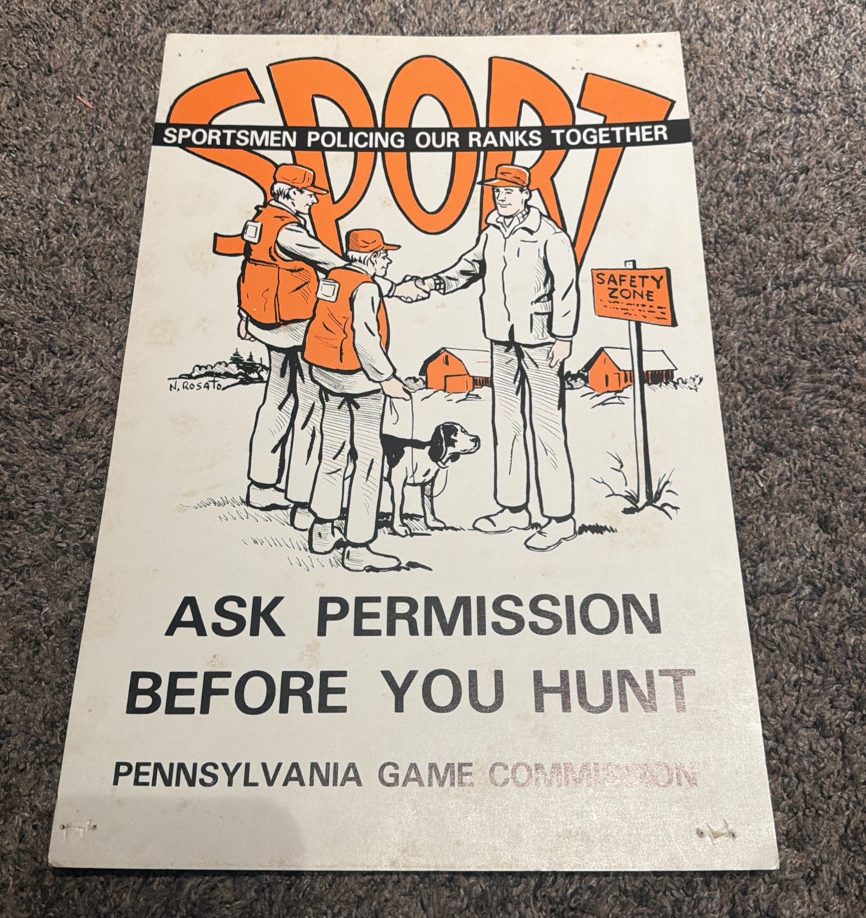 Vintage 1970's SPORT Pennsylvania Game Commission Poster - Ask Permission