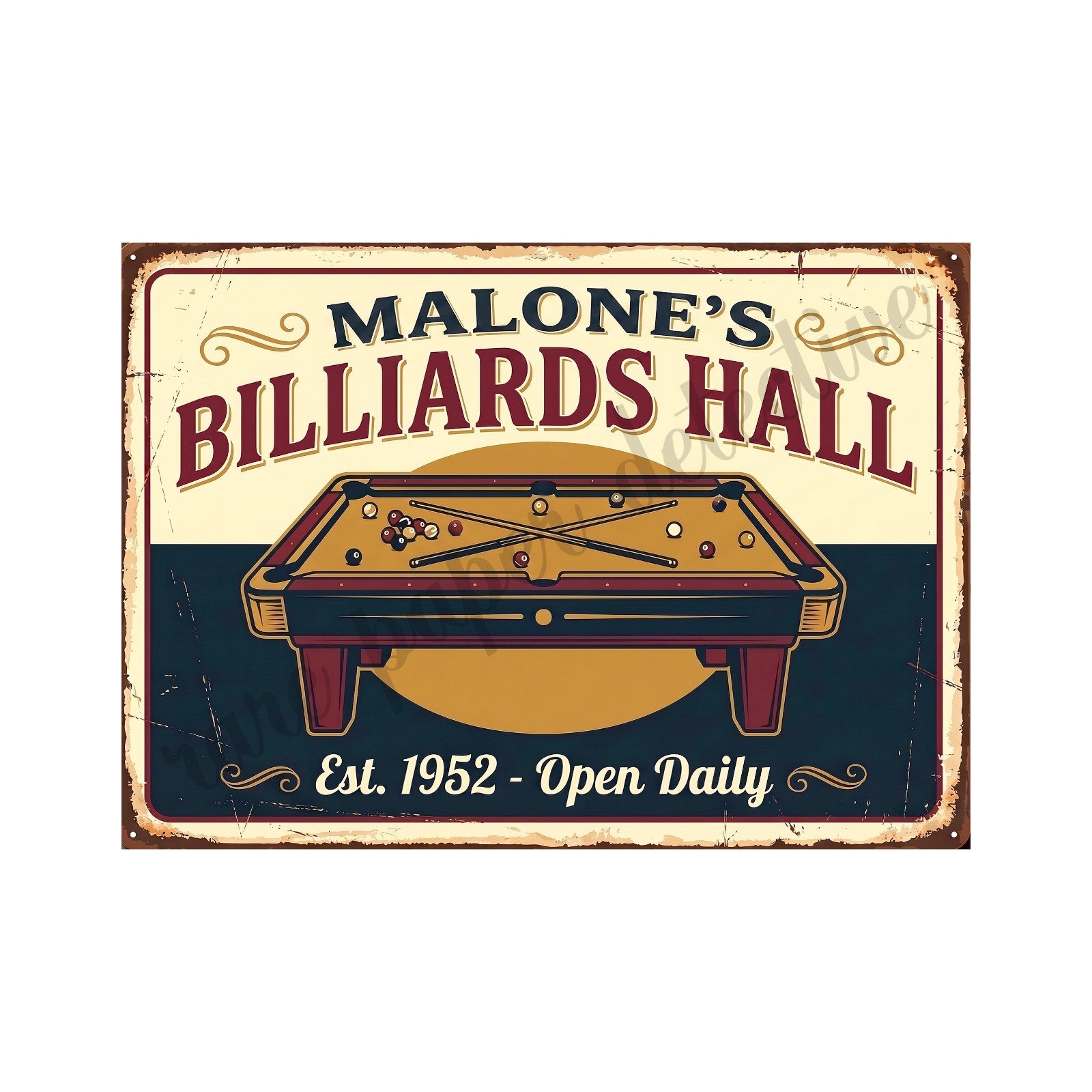Vintage Advertising Sign Print Billiard Hall, Pool Retro 1950s, 5