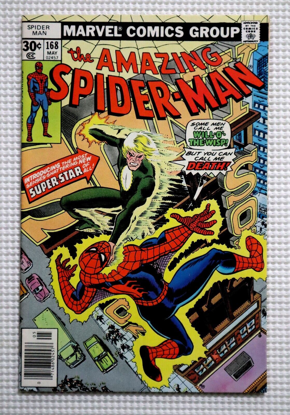 1977 MID-HIGH GRADE Amazing Spider-Man 168 Marvel Comics 5/77: Romita 30¢ cover