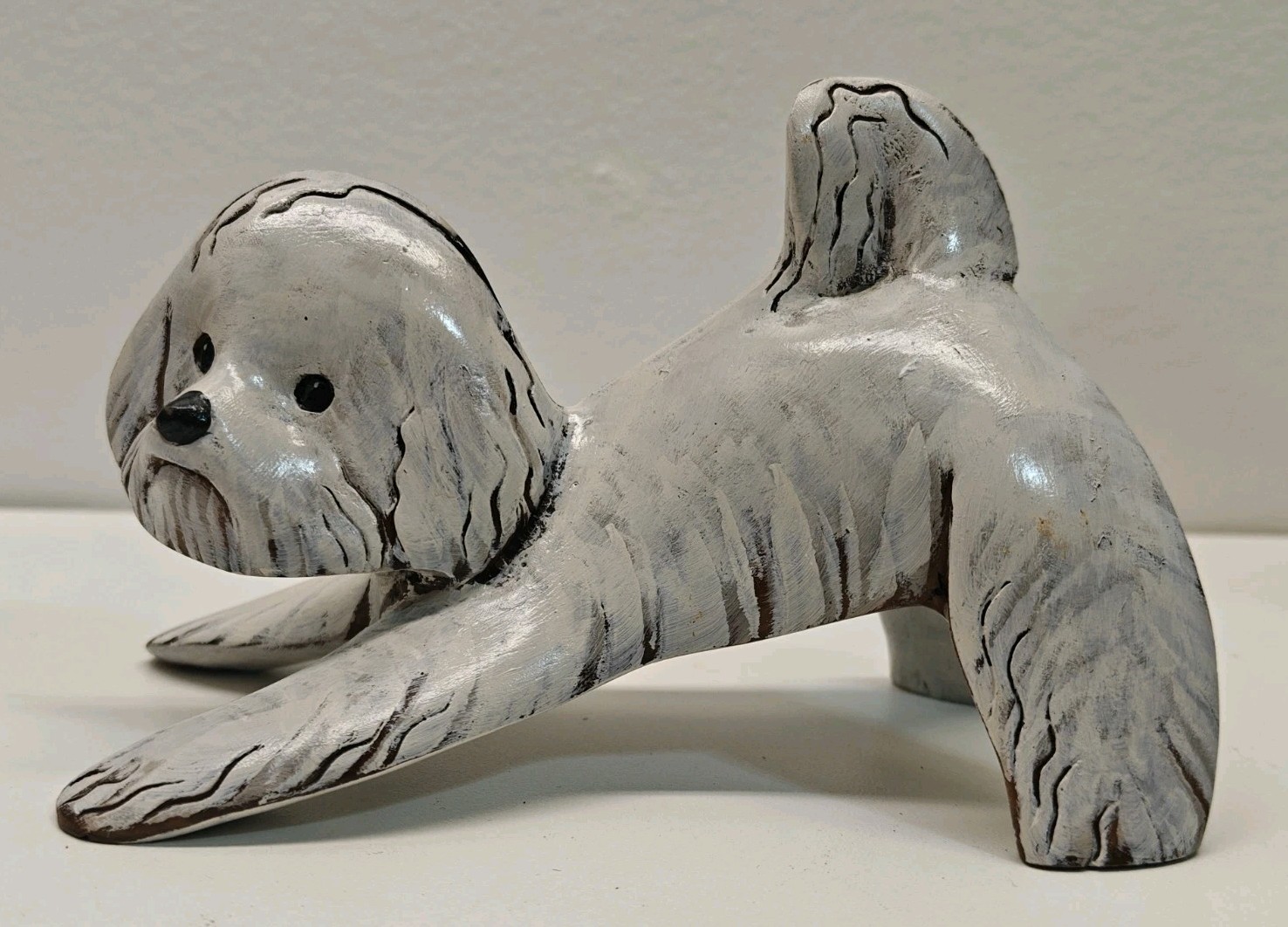 Vintage 1998 Lynda Pleet Menagerie Dog Sculpture Bichon Frise Happy Face 