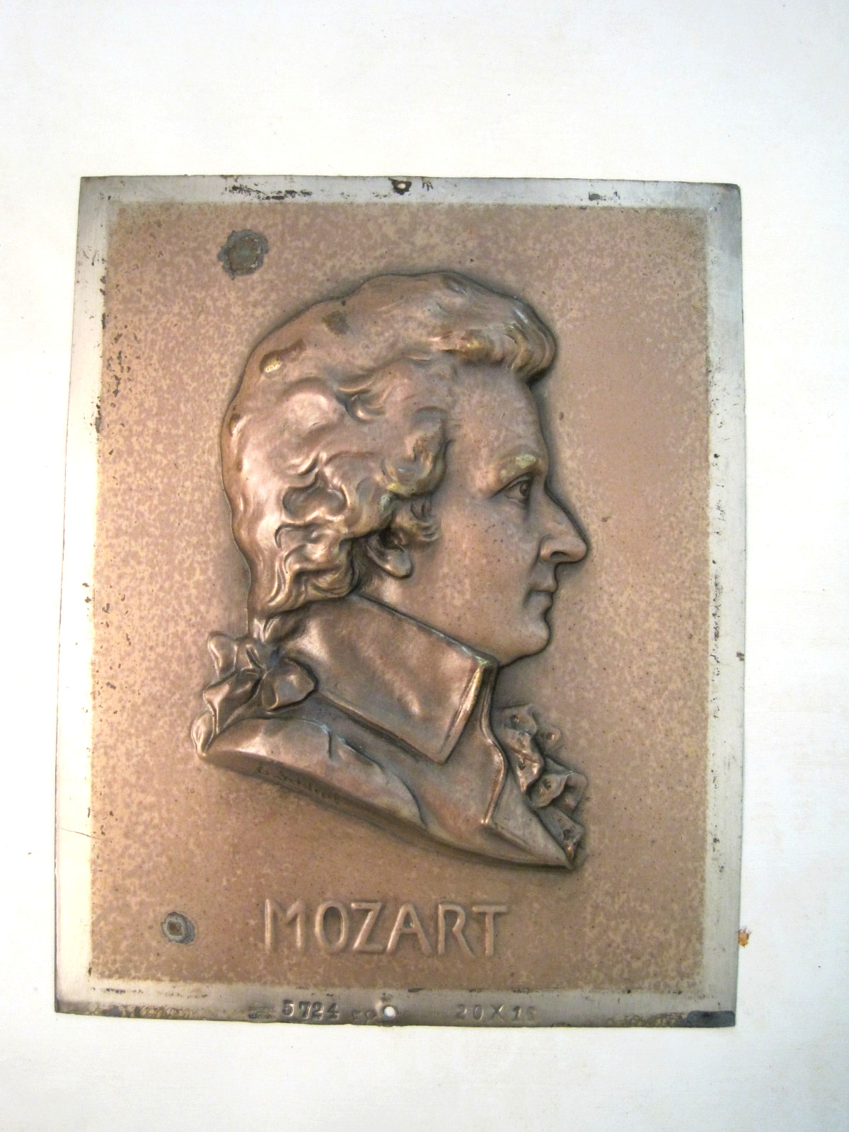 E. Schlipf Vintage Original Mozart Portrait Bronze Sculpture Art 3-D