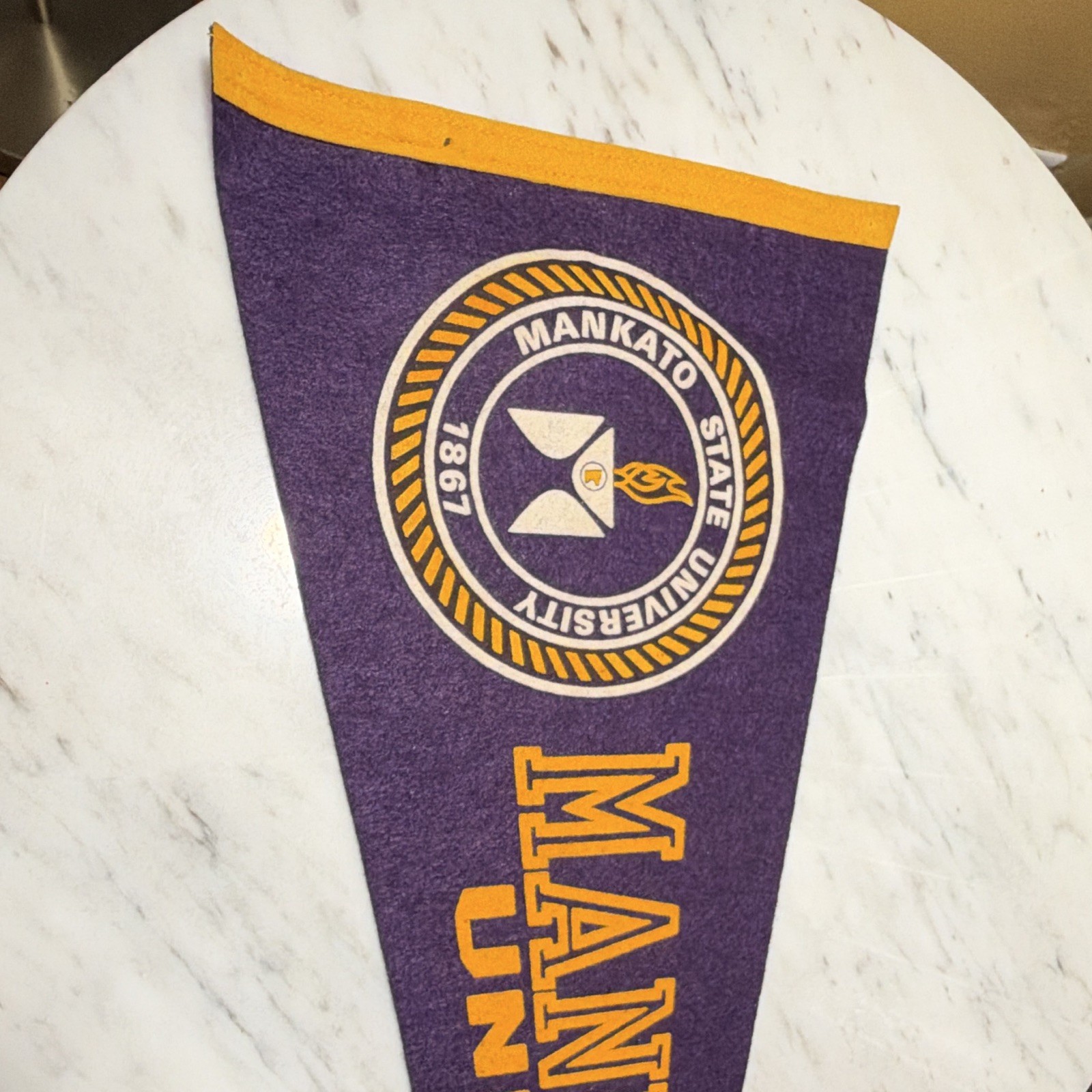 Mankato University Vintage Pennant Felt Flag Made In USA