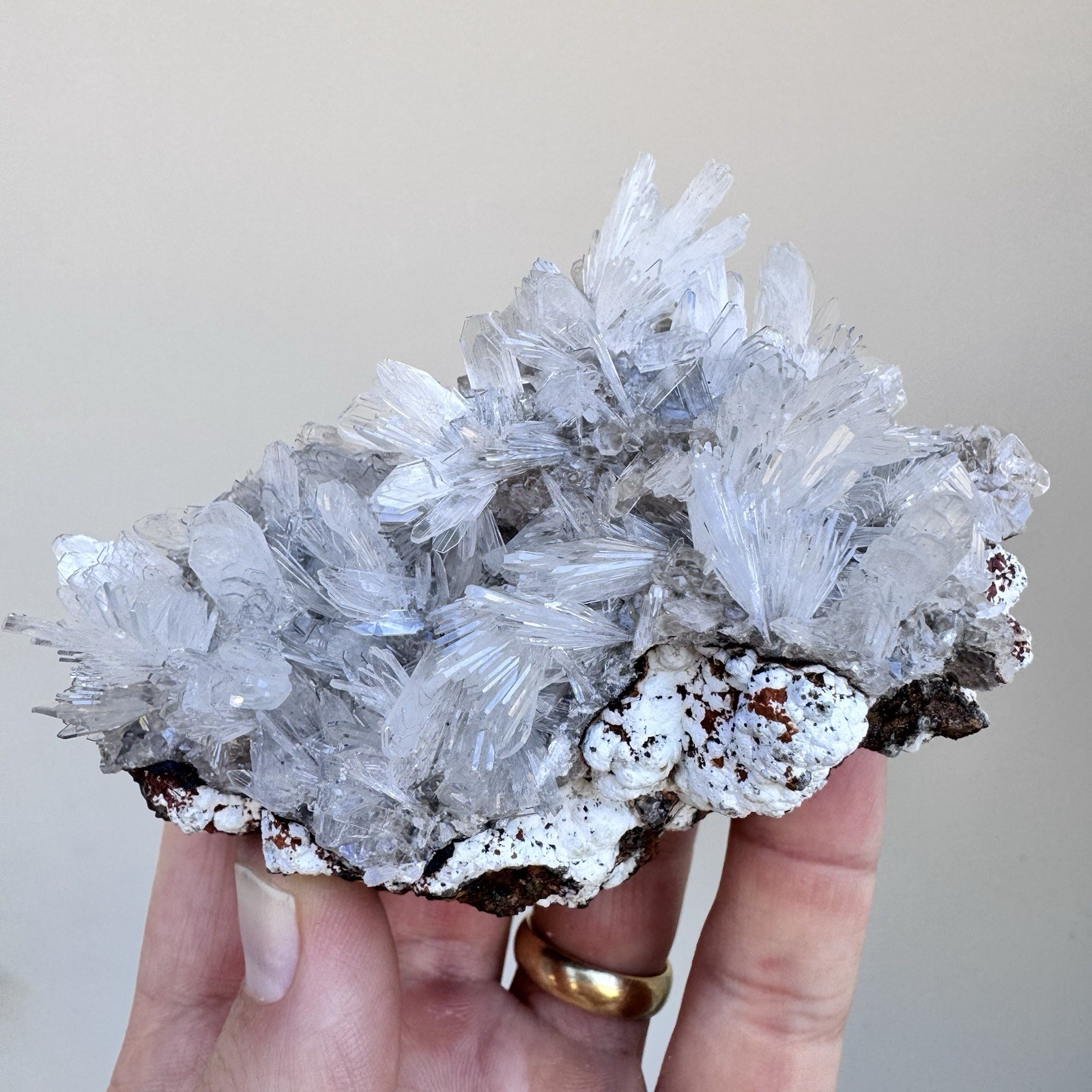 Hemimorphite, Calcite Crystal Cluster 3.6” 289g Mineral - Ojuela Mine, Mexico