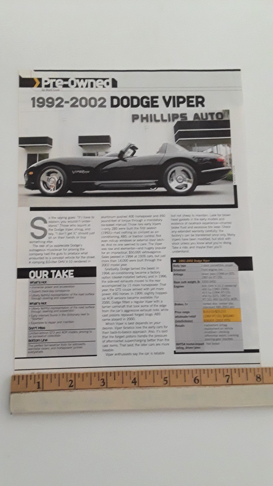 1992 - 2002 DODGE VIPER ORIGINAL 2004 ARTICLE