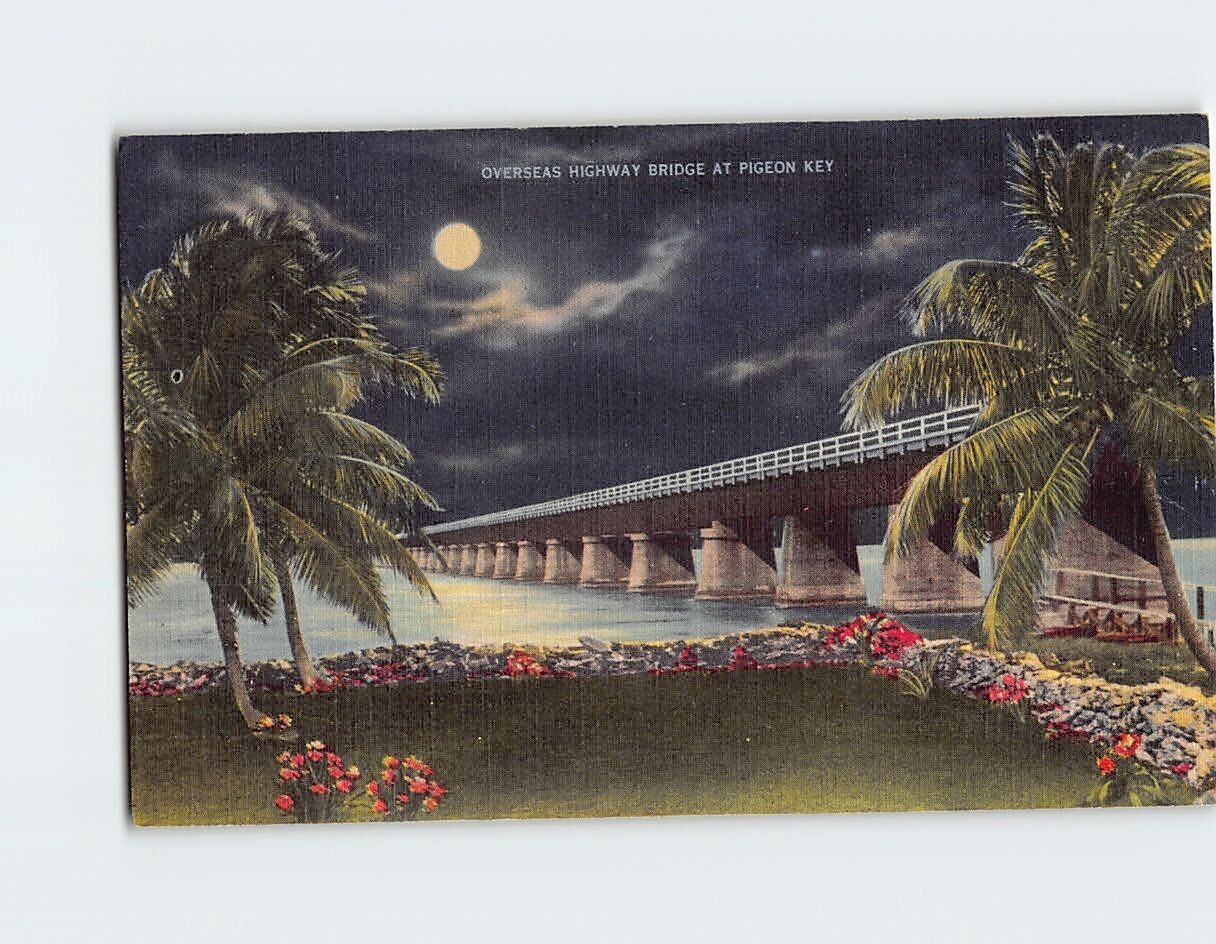 Postcard Overseas Highway Bridge Pigeon Key Florida USA