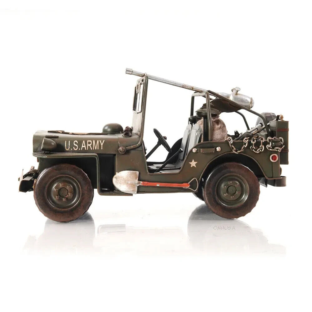 Green 1941 Willys-Overland Jeep 1:12 | Vintage Military Car Model W/ Chains