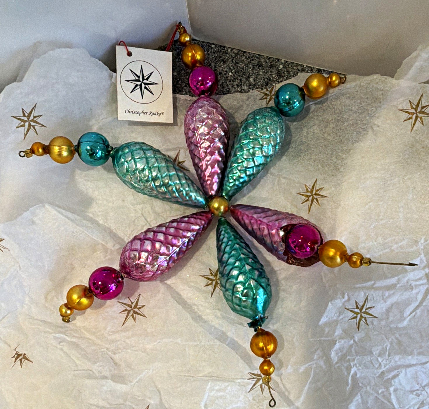 AS IS Vintage Christopher Radko 3D Sputnik Starburst Glass Ornament PARTS REPAIR