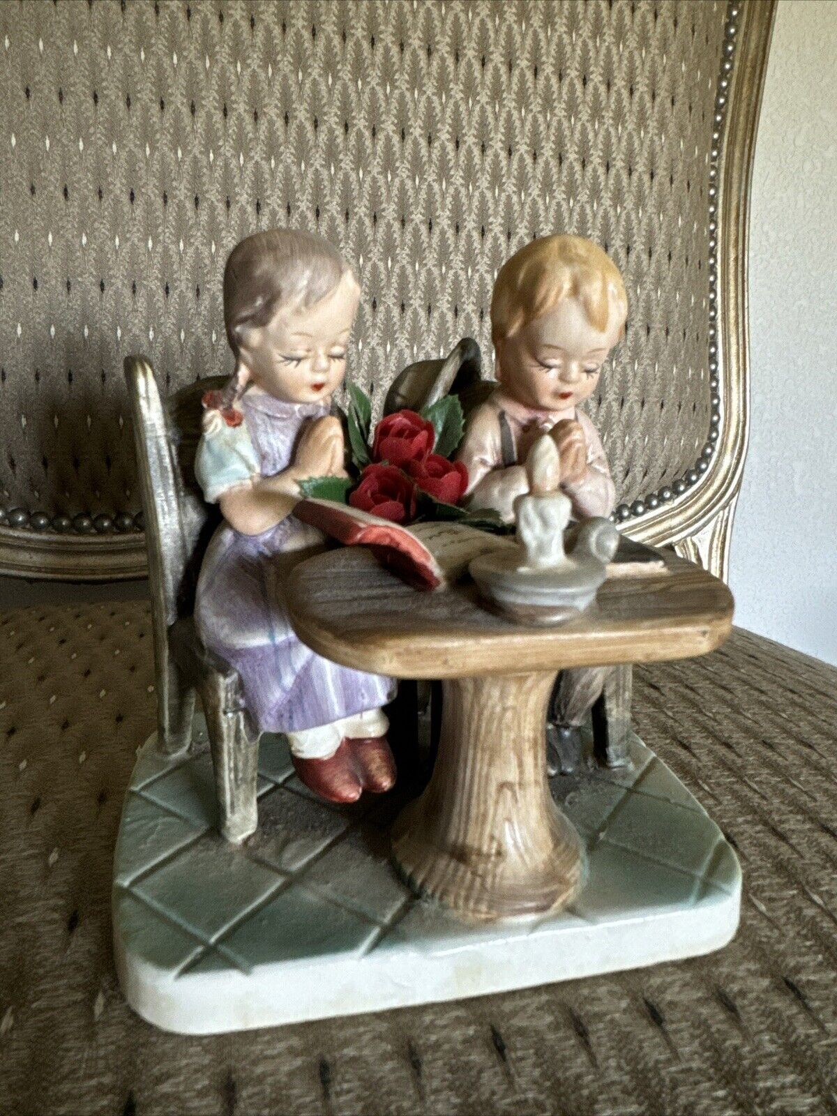 Vintage Norleans Porcelain - Praying Children At Table - Made In Japan
