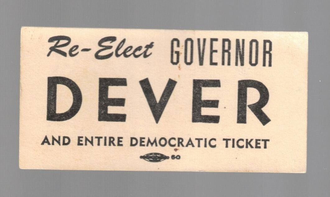 Paul Dever Massachusetts (D) Governor 1948-52 small political poll card