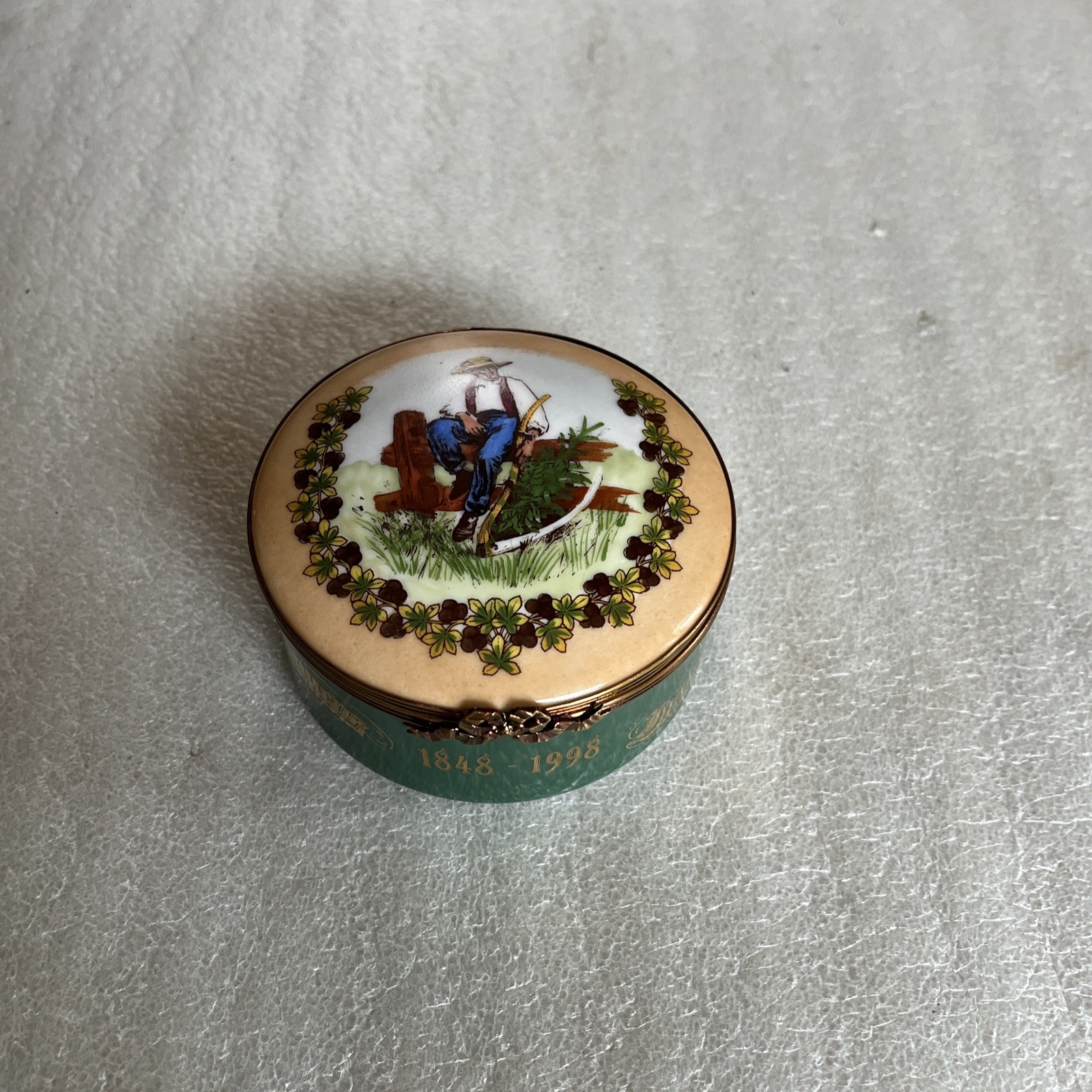 Limoges France Hinged Trinket Box Ohio Farmers Insurance Group 1848-1998 Limited