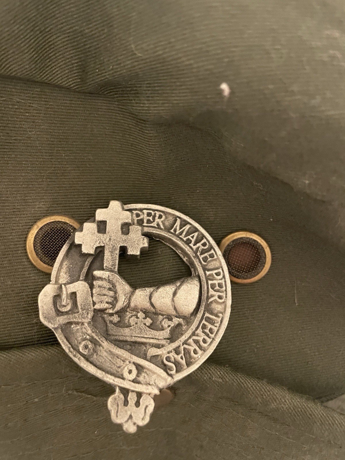Scottish Clan Badge, Vintage Clan MacDonald Badge, Per Mare Per Terras
