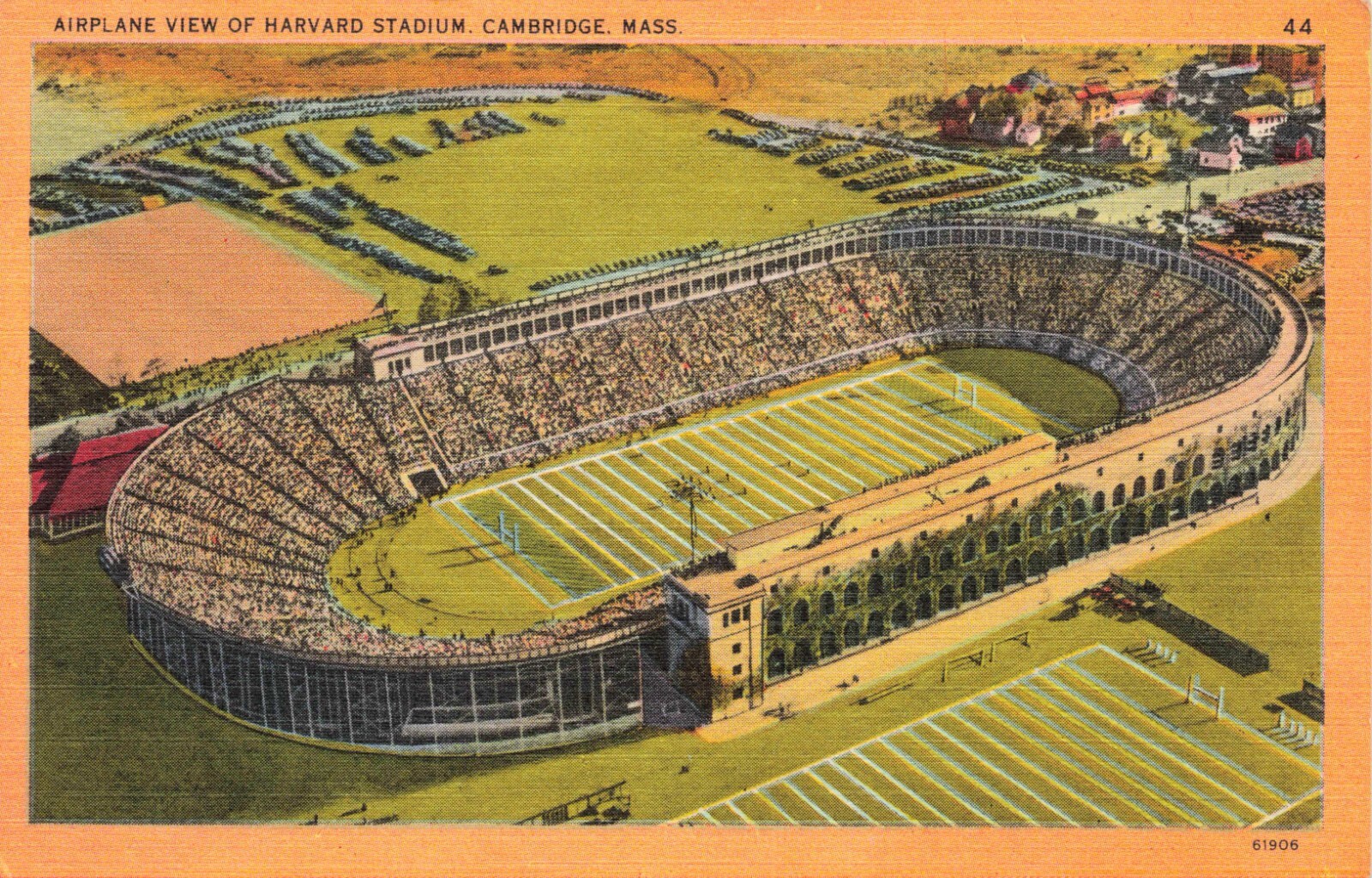 Vintage Airplane View Of Harvard Stadium Cambridge Massachusetts Postcard