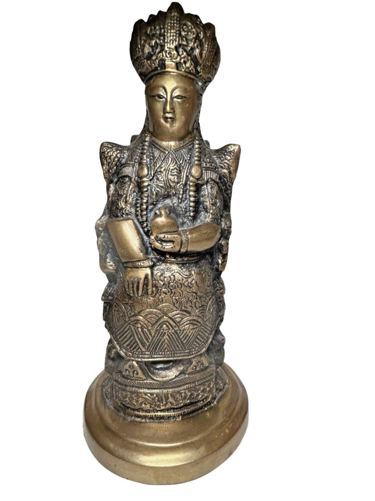 1940’s Large Bronze 12” Chinese Empress Alter Figurine.