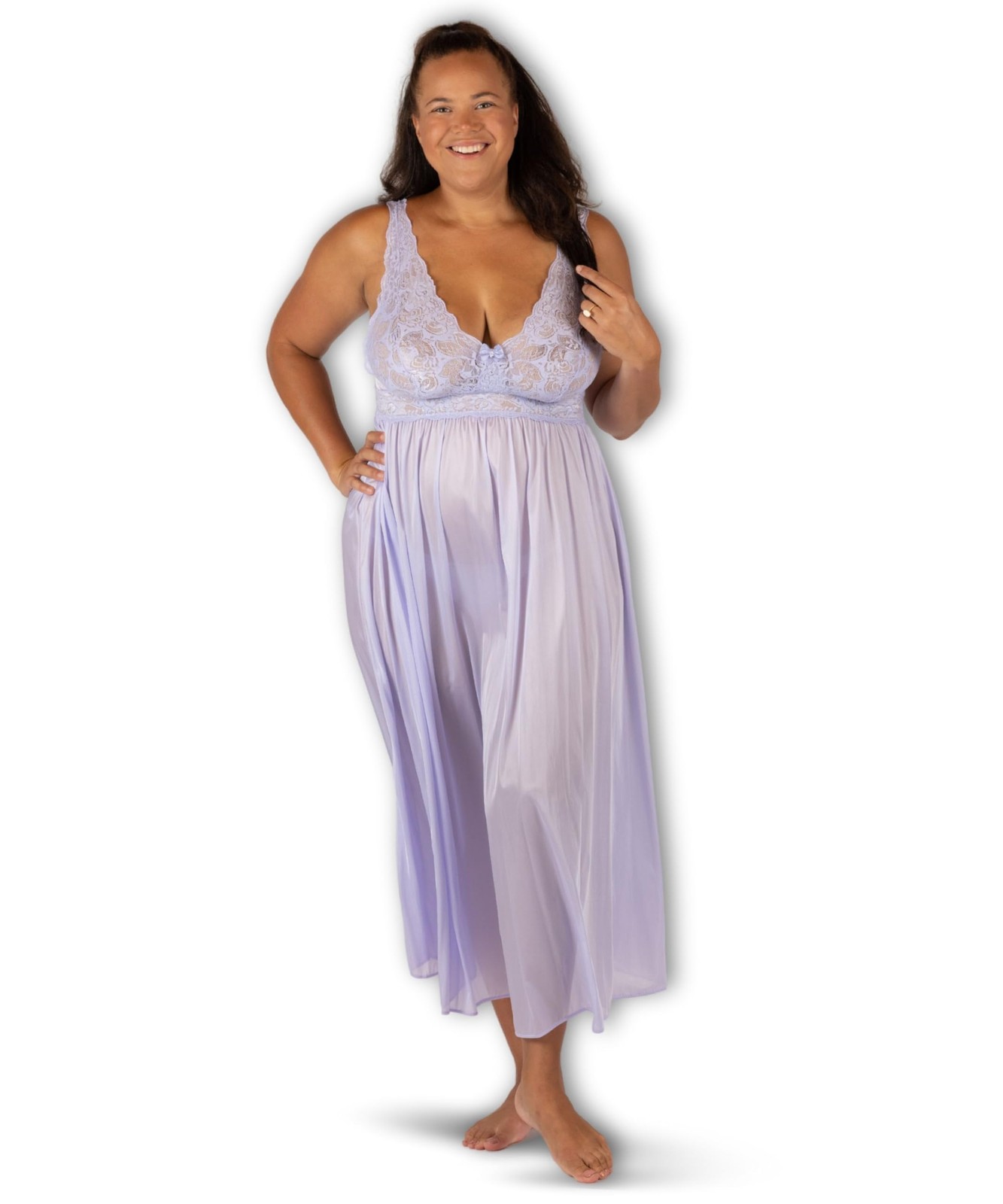 Shadowline Classy Nightgowns for Women Elegant Sleepwear, Peri Frost, Medium