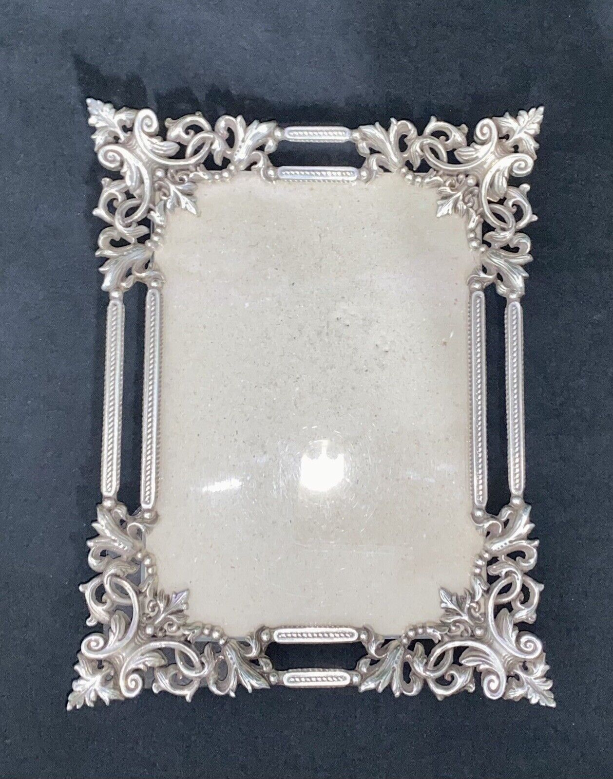 Vintage BRIGHTON Ornate Silver Plated Picture Frame 5x6 Taiwan Heavy Pierced