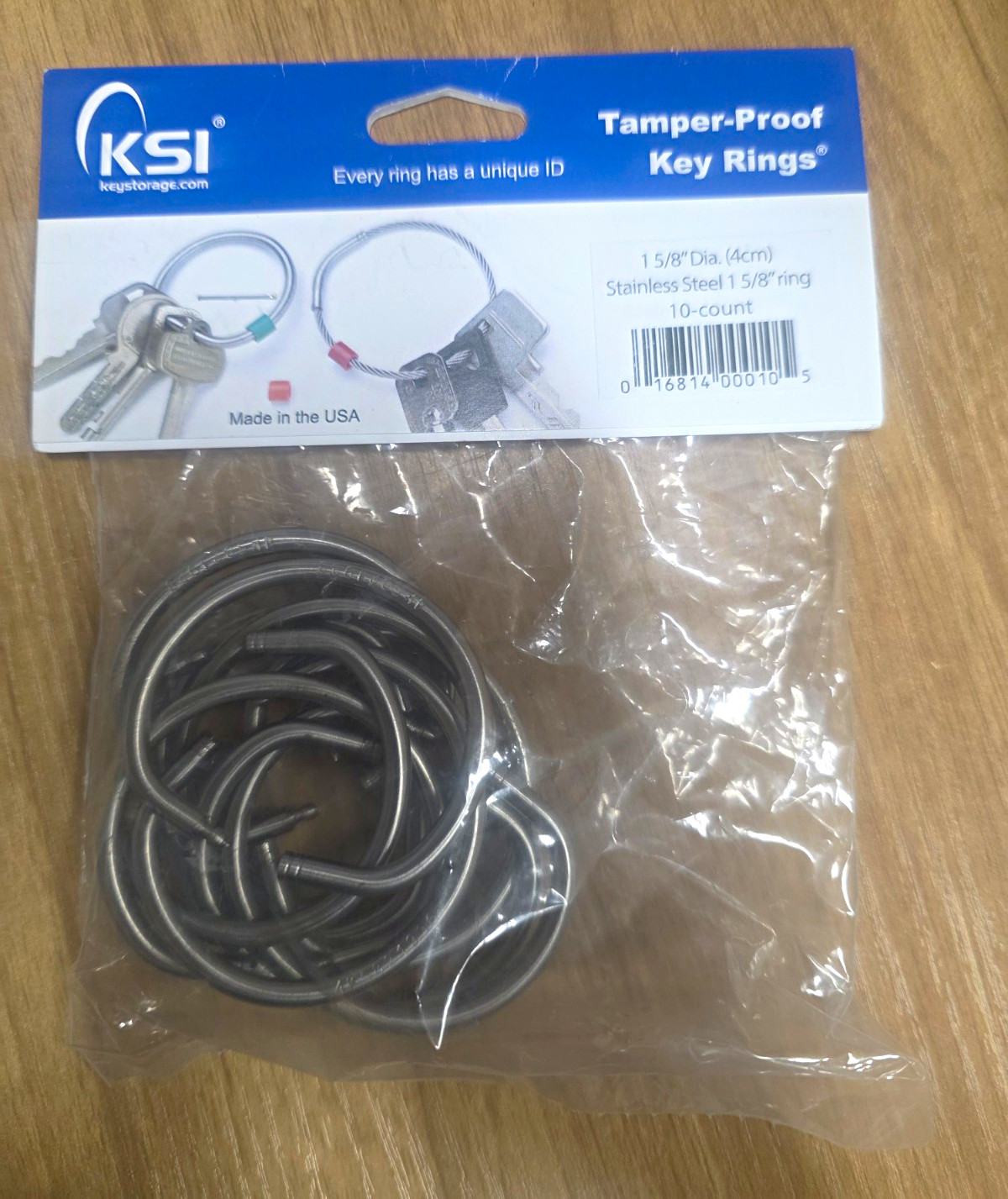 KSI Tamper-Proof Stainless Steel Key Rings Silver 1 5/8 in 10 Count